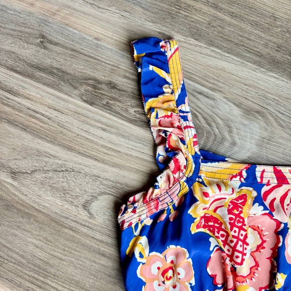 Tory Burch Aloisa Silk Floral Ruffle Strap A-Line Mini Dress Size 12 - Picture 4 of 16